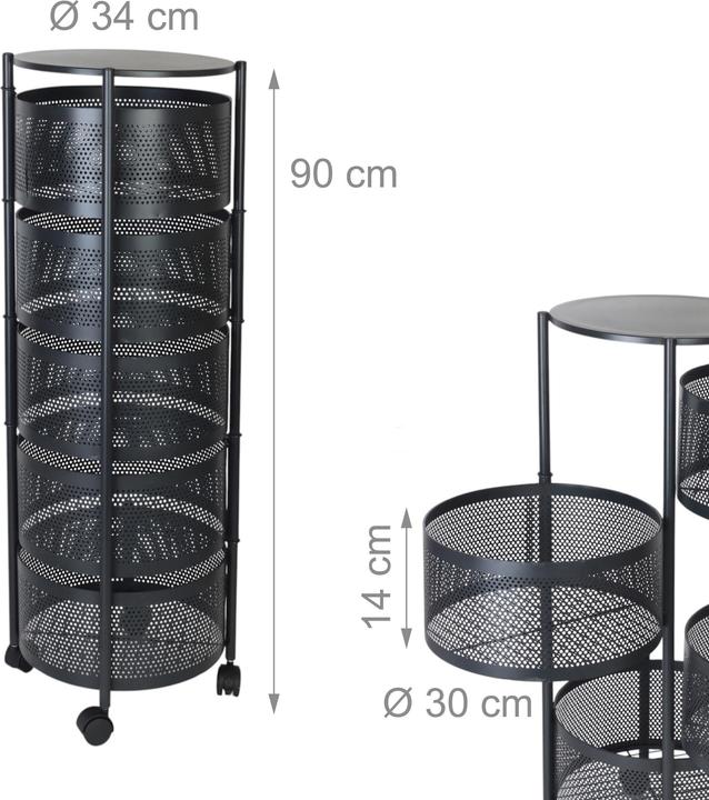 Image du produit Relaxdays Küchenwagen mit drehbaren Fächern