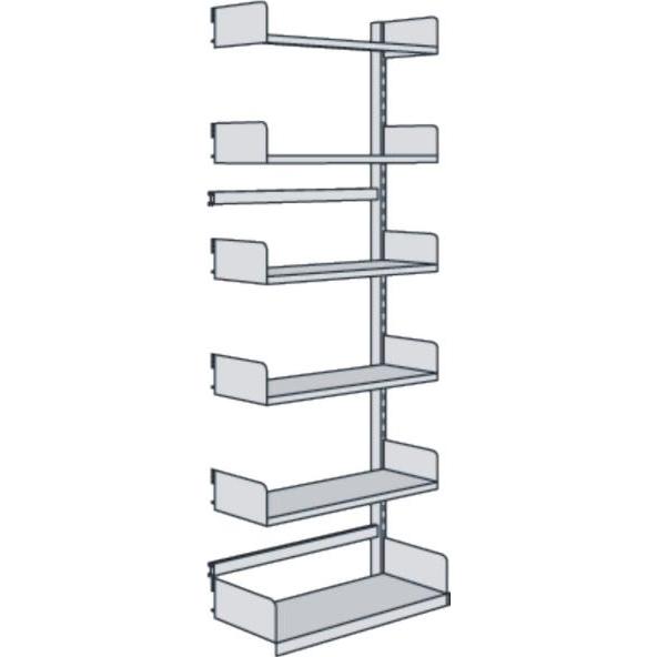 Kerkmann, Regal, Bibliotheks-Regal Univers einseitig Anbaufeld 75x50x225cm mit 6 Böden lichtgrau