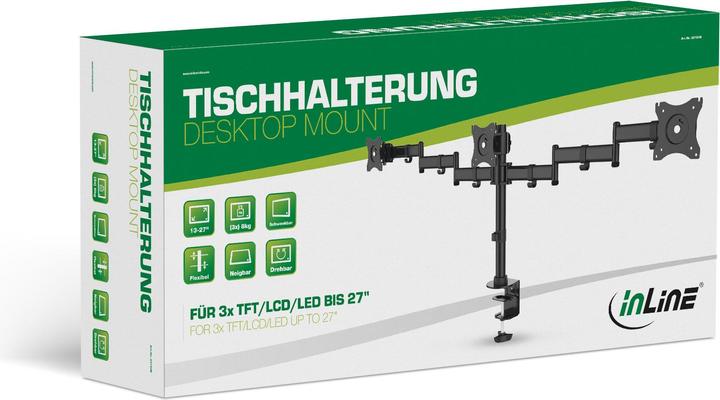 Image du produit InLine Bureau pour 3 écrans 13" - 27" (23104B) (Tables, 27", 8 kg)