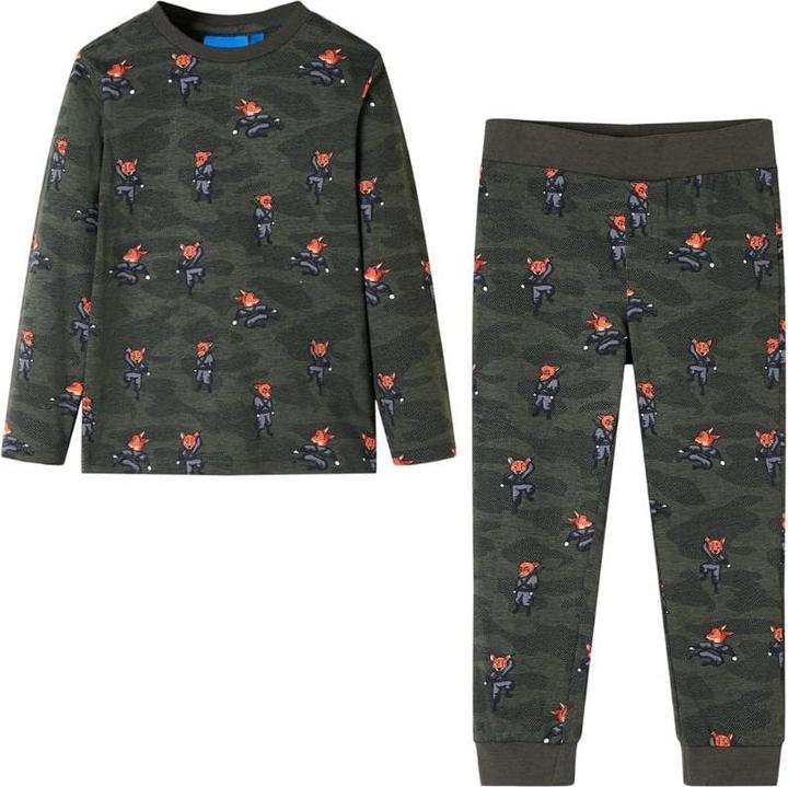 Produktbild vidaXL Kinderpyjama mit Langen Ärmeln Khaki 140,Material: 100 (140)