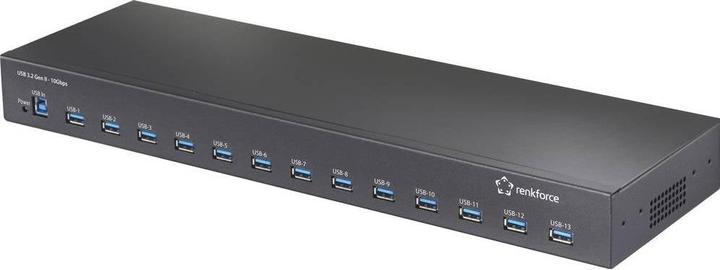 Renkforce 483 mm (19") Rack Mount 13-Port USB 3.2 Gen 2 Hub 13 Port USB 3.2 Gen (USB-A, 13 ports)