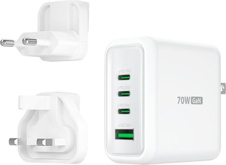 Immagine prodotto j5Create Caricabatterie USB-C® GaN 70W a 4 porte, Interno, AC, Bianco (70 W, 4 porte)