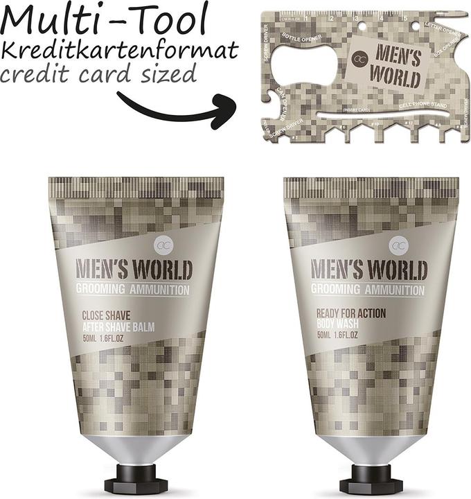 Actual product image Accentra MEN'S WORLD bath set in tin gift box, incl. 50ml Body Wash, 50ml After Shave Balm, Multi-Too (Beard care set)
