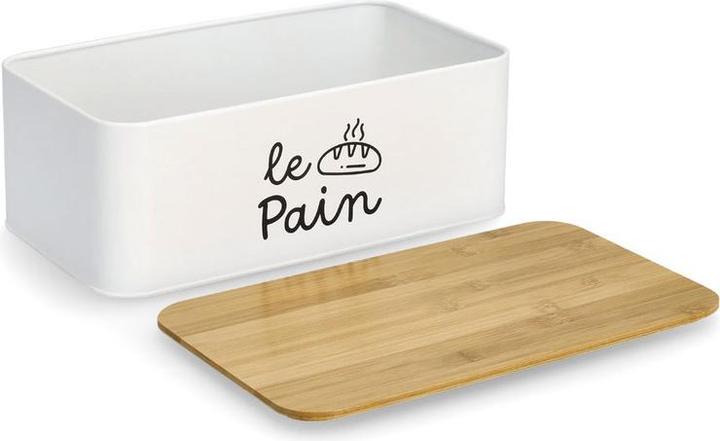 Productafbeelding Zeller Present Le Pain" broodtrommel, metaal/bamboe, wit