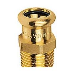 Sanha, Rohrverbindungstechnik, overg.s nippel 1/2x18mm - 1/2x18mm Cu press. M og V bakker. Rødgods (Pressverbindung)
