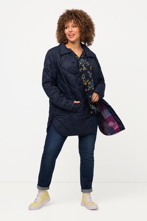 Produktbild Ulla Popken Steppjacke, dekoratives Futter, Hemdkragen, Saumschlitze (46, 48)
