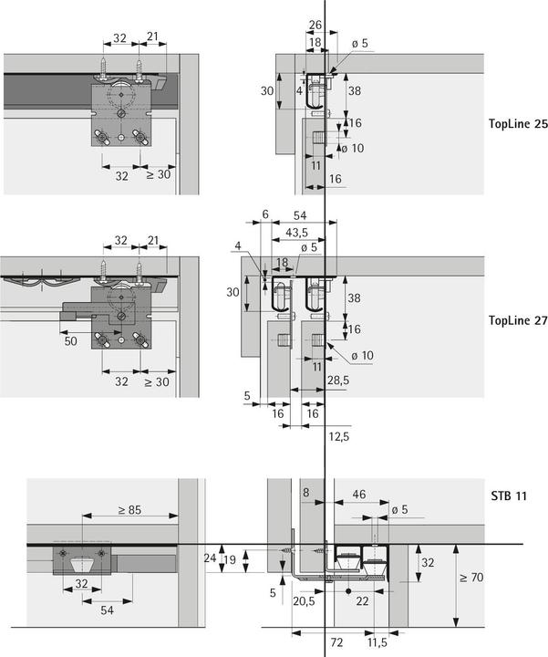Actual product image Hettich Sliding door fittings Top Line 25/27, Inslide/Mixslide