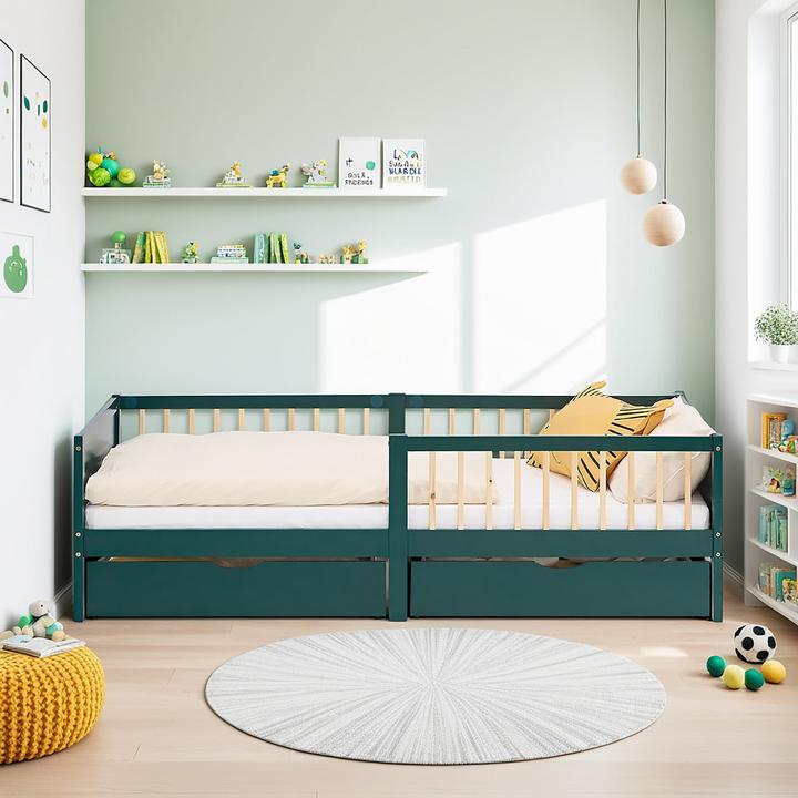Image du produit Homestyle4u Kinderbett mit 2 Bettkästen & Lattenrost (90 x 200 cm)