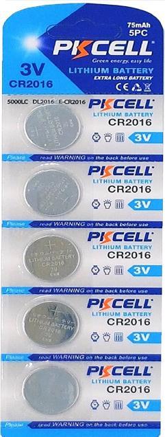 Pkcell BATTERIA CR2016 LITIO 3V BOTTONE CONF.BLISTER 5PZ (5 pcs., CR2016, 75 mAh)
