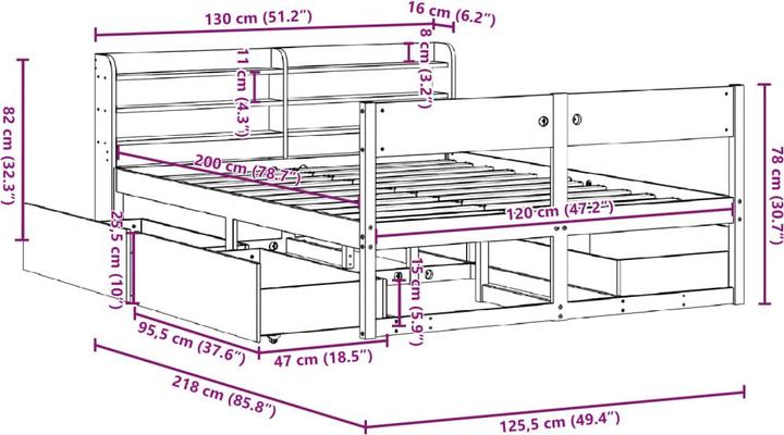 Image du produit vidaXL Bettgestell (120 x 200 cm)