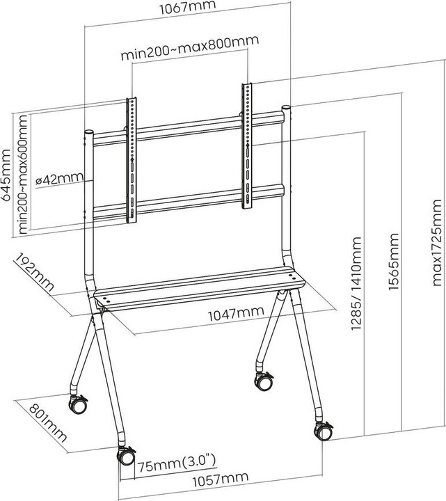 Produktbild Mobile TV/monitor floor stand, 50ö to 86ö, VESA (86", 120 kg)