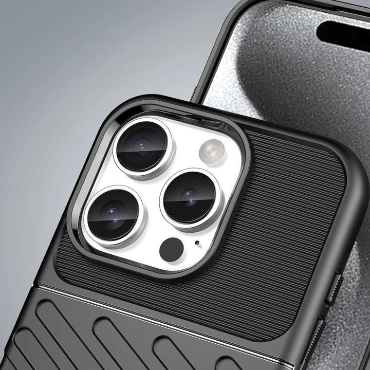 Actual product image Hurtel Back panel cover Thunder Case for iPhone 16e Silicone Armored Cover - Black (Apple iPhone 16e, Apple iPhone 17e)