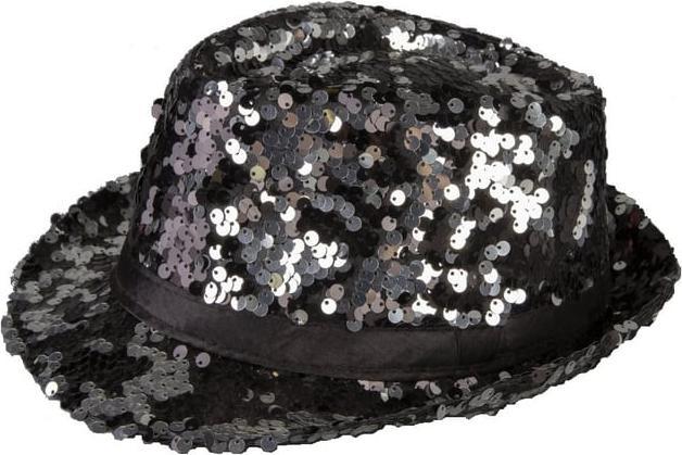 MICA Festival Fedora - Pailletten - für Erwachsene - verschiedene Farben schwarz