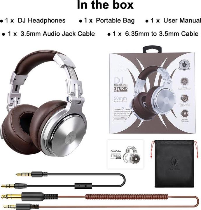 Actual product image OneOdio Pro40 silver-brown (No noise cancellation, Cable)