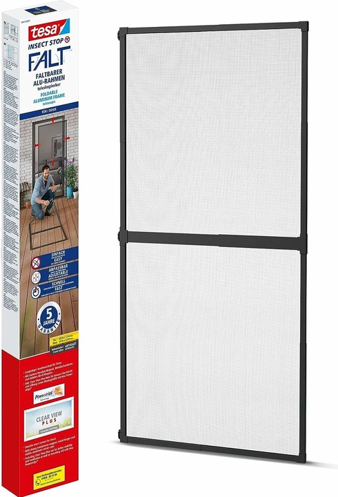 Actual product image tesa FALT Insect screen for doors, size-adjustable aluminium frame, foldable (100 x 220 cm)