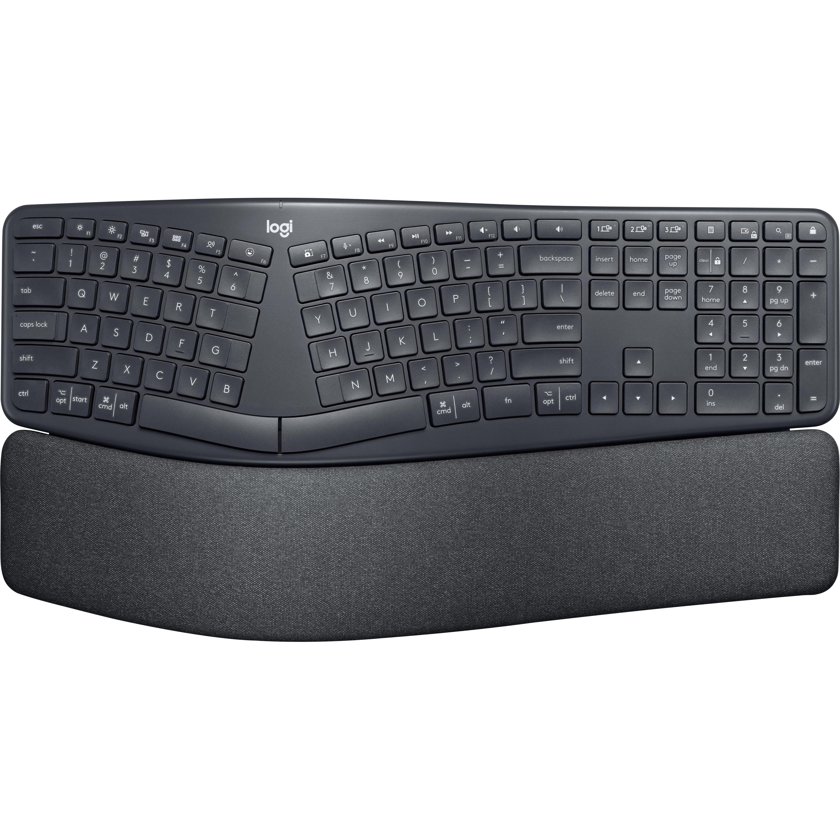 Logitech Ergo K860 Split (Eng. Int., Kabellos), Tastatur, Grau