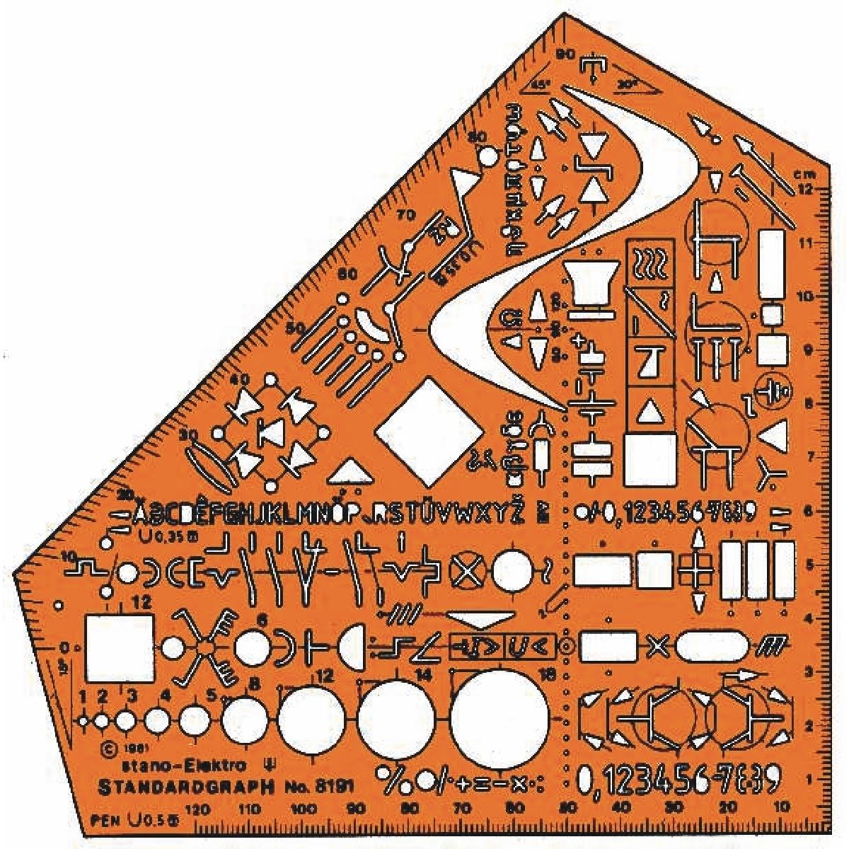 Standardgraph, Lineal, Schablone Schul-Winkel orange (155 mm)