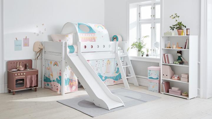 Produktbild Flexa Halbhohes Bett White mit Rutsche und schräger Leiter (90 x 200 cm)