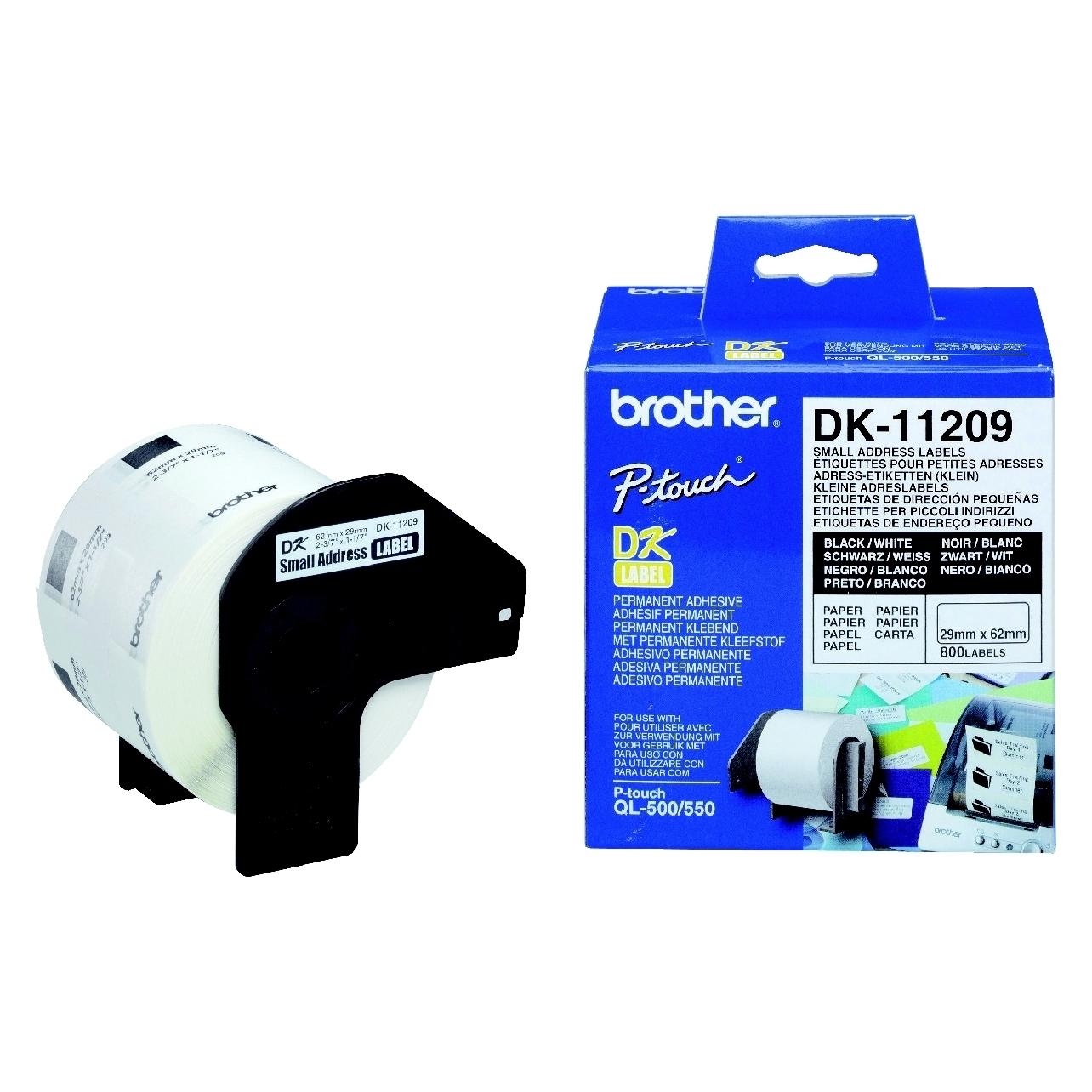 Brother Dk-11209 labelprinter-tape Zwart op wit