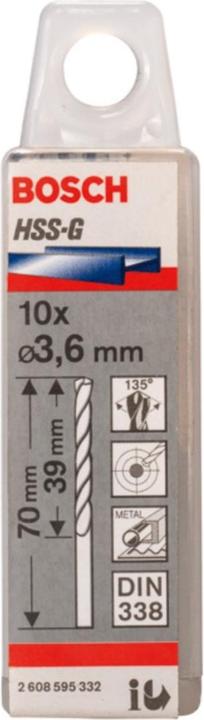 Produktbild Bosch Professional Zubehör PRO Metal HSS-G Spiralbohrer, 3,6 x 39 x 70 mm (3.6 mm)