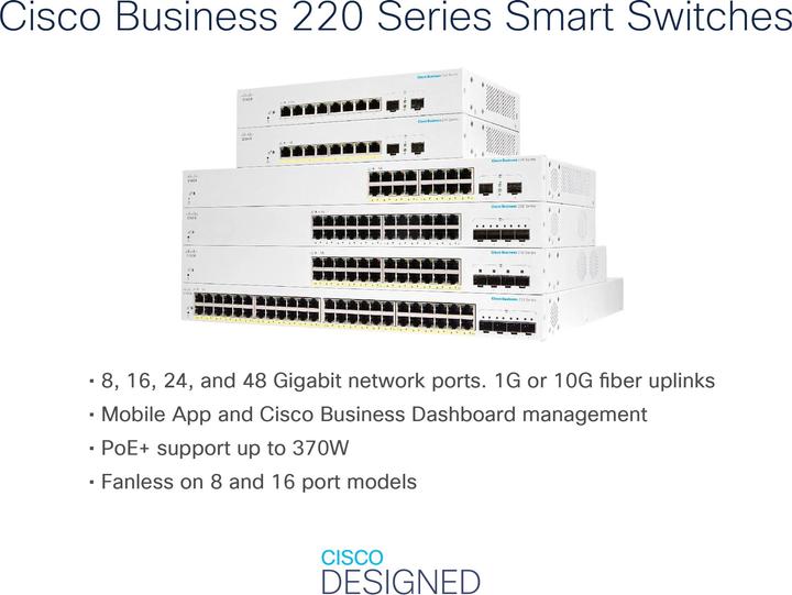Produktbild Cisco PoE+ Switch CBS220-16P-2G 18 Port (18 Ports)