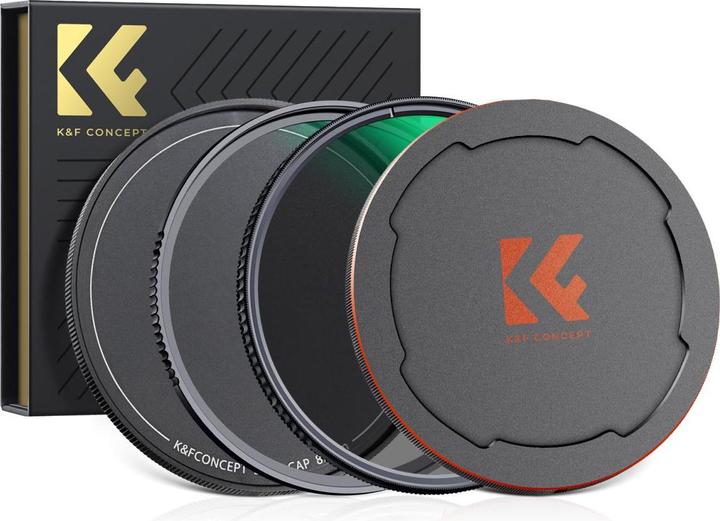 Actual product image K&F Concept 67mm MCUV+CPL Lens Filter Kit + Metal Caps, HD, Waterproof, Anti-Scratch, Green Coated Nano-X Series (67 mm, Polarizing filter, UV filter)