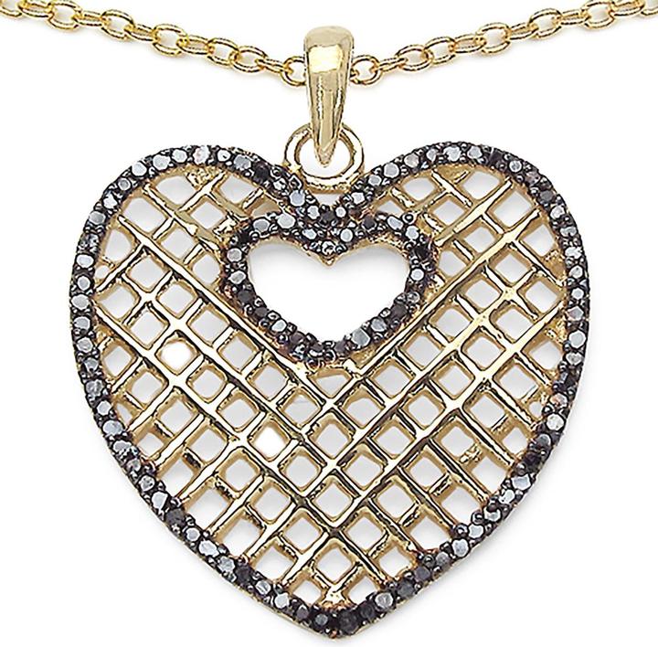 Immagine prodotto Xen Ciondolo a forma di cuore con catena con diamanti neri 0,51ct. argento 925 placcato oro (Argento 925, 45 cm)