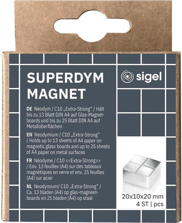 Actual product image Sigel Magnet Neodymium Cube 4ST silver (4 x)