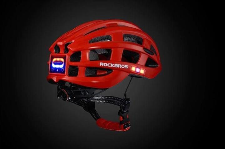 Actual product image Rockbros MTB bike helmet with light red 57-62cm (57 - 62 cm)