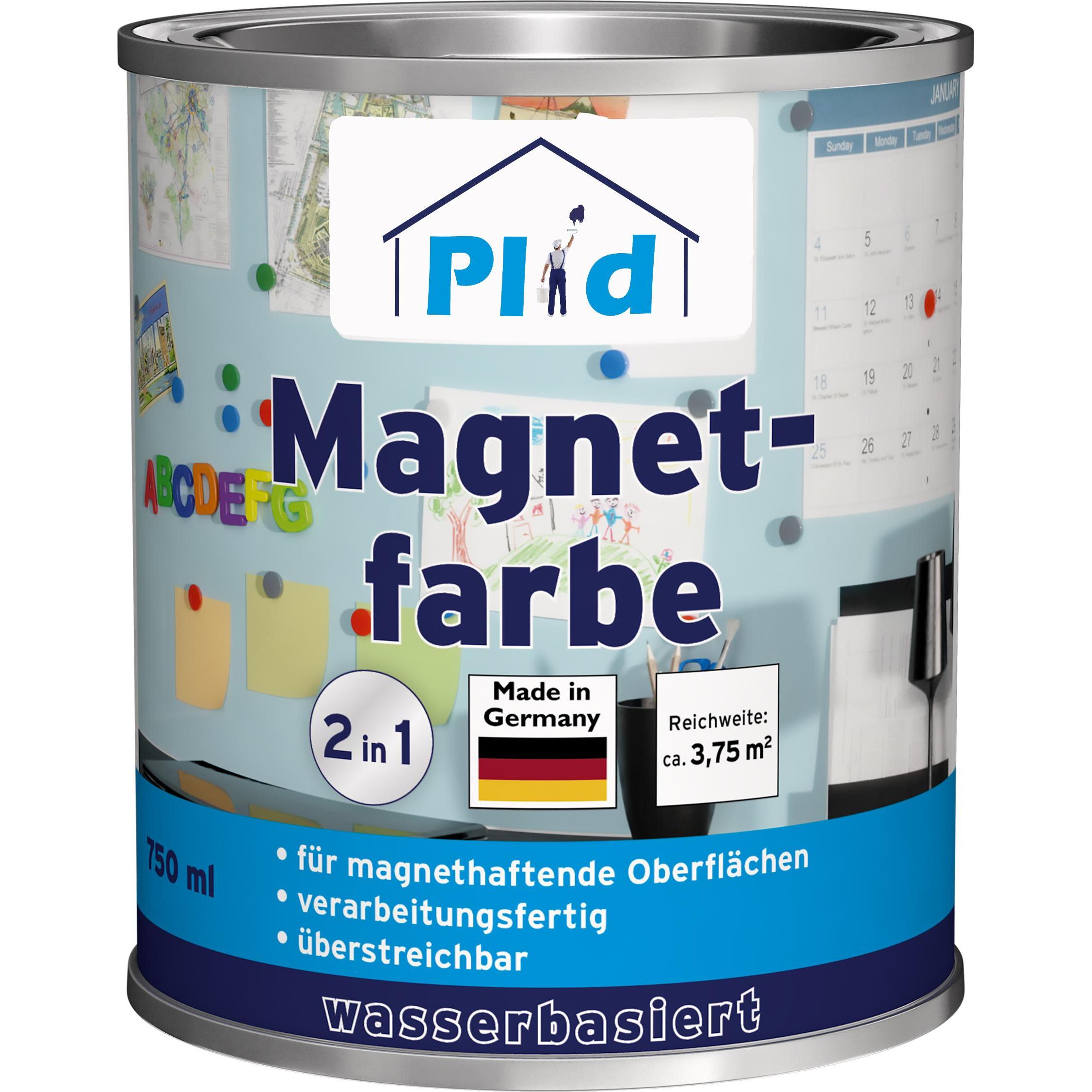 Plid, Wandfarbe + Spezialfarbe, Magnetfarbe 0,75L Anthrazitgrau für ca. 4m²/ Magnet Farbe Magnetlack Magnetwand (Anthraz...