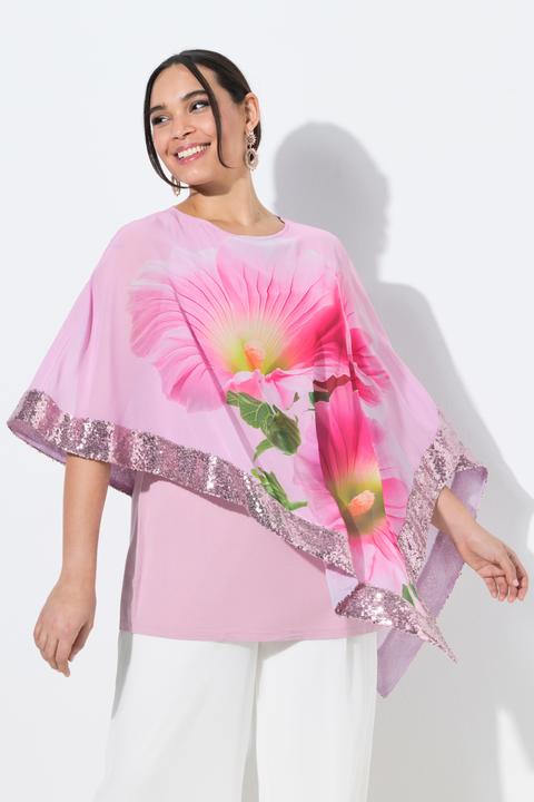 Produktbild Ulla Popken Chiffonbluse, Blüten, U-Boot-Ausschnitt, 3/4-Arm (56)