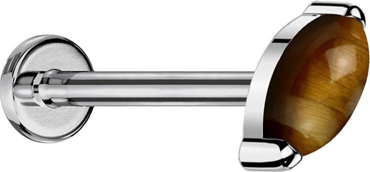 Immagine prodotto Star Piercing Micro Threadless Labret silber Ovaler Tigerauge Stein (senza ottone, Mnerale, Titanio)