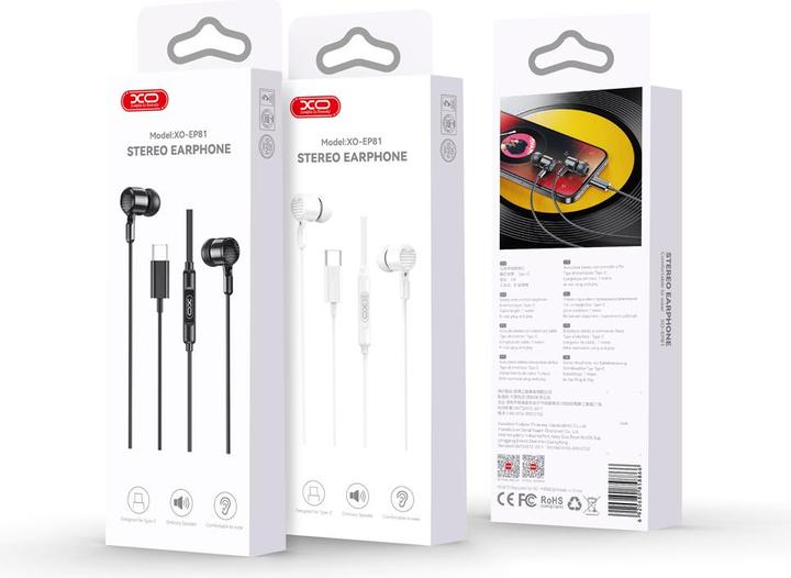 Actual product image xO wired earphones EP81 USB-C black (Cable)