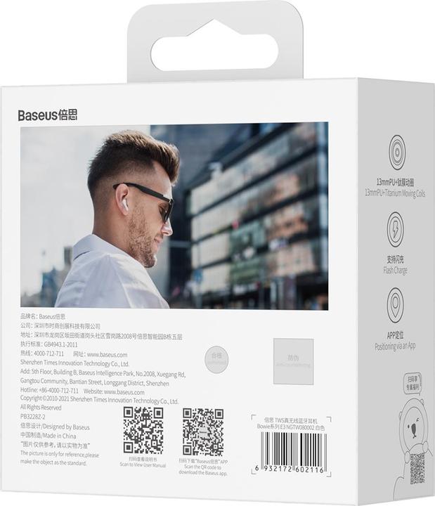 Produktbild Baseus Headphones TWS Bowie E3 (white) (5 h, Kabellos)
