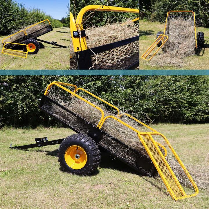 Actual product image Wiltec Tipper trailer up to 450kg for lawn tractor trailer Tipper tipping skip garden (Lawn tractor)