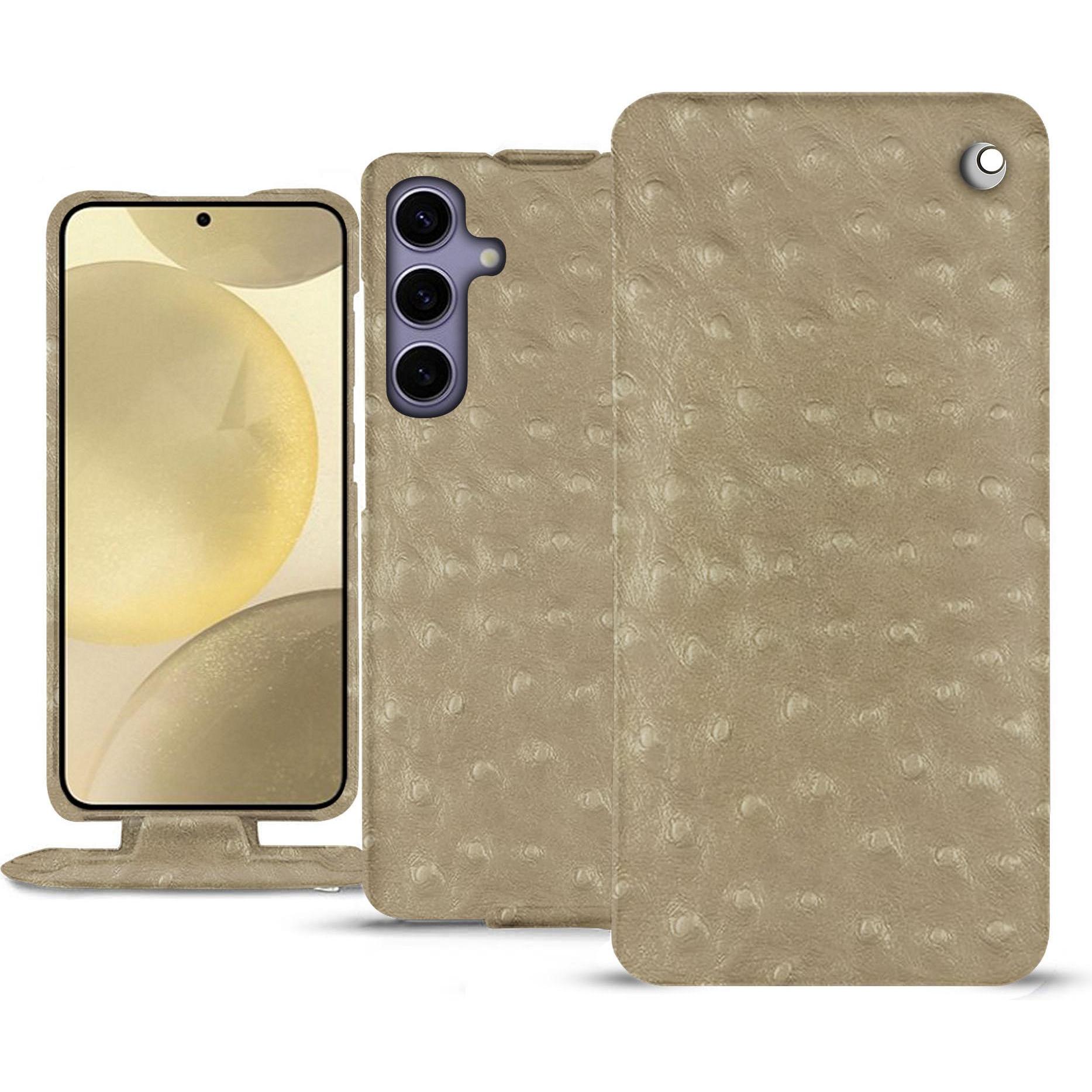 Noreve Lederschutzhülle vertikal (Samsung Galaxy S24+), Smartphone Hülle, Beige