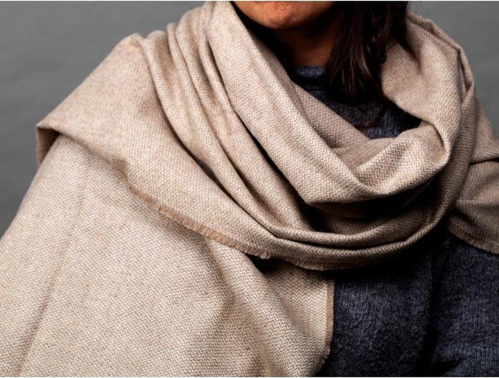 Image du produit MojaMajo Écharpe en laine Catarina 70x200 cm, Beige