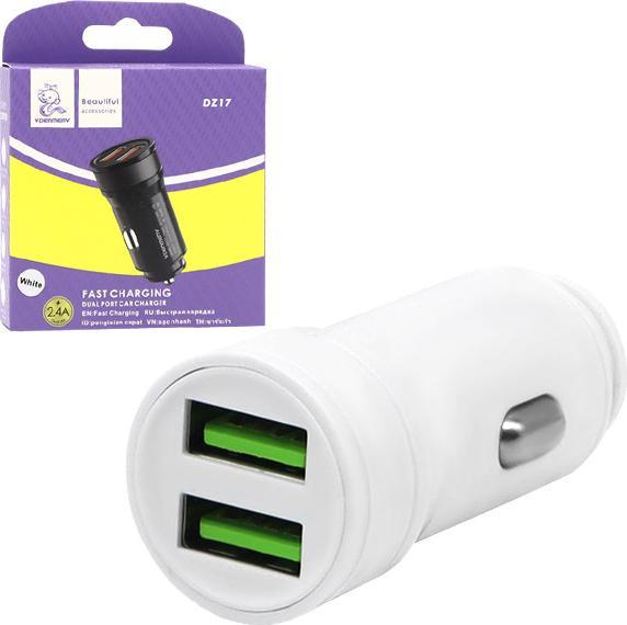 Produktbild Denmen KFZ-LADEGERÄT 2,4A WEISS 2400mA DUAL 2XUSB DZ17