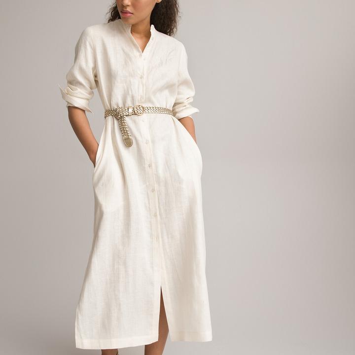 Actual product image La Redoute Collections Linen Long Sleeve Maxi Dress (42)