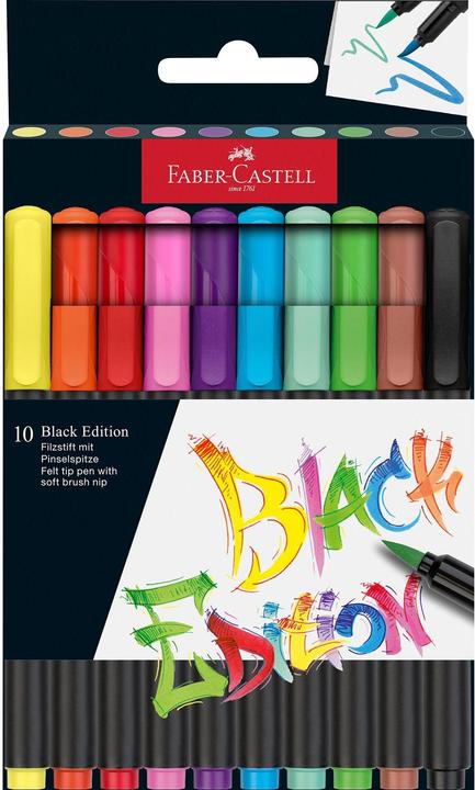 Actual product image Faber-Castell Brush Pen Black Edition (Assorted colours (10 colours), 10 x)