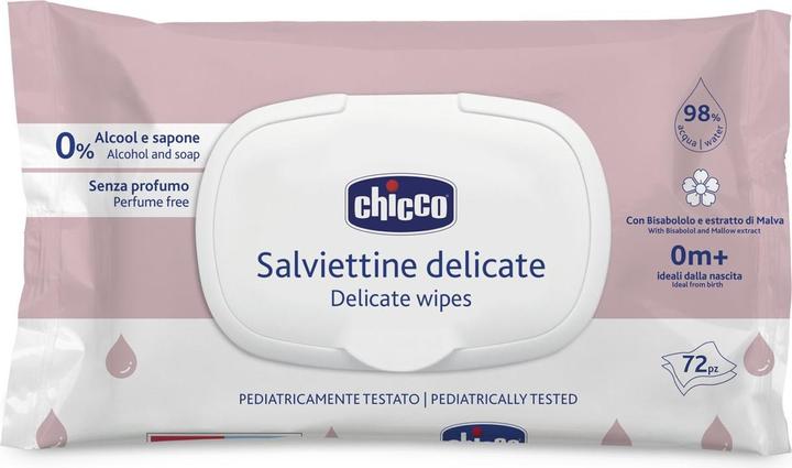 Chicco Lingettes nettoyantes DELICATE, avec flip cover,72 pcs - 0m (72 pièce(s))