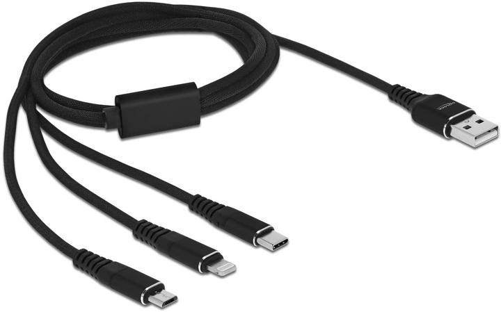 Actual product image Delock USB charging cable 7.60cm (3") 1 for Lightning™ / Micro USB / USB Type-C™ 1 m black (1 m, USB 2.0)