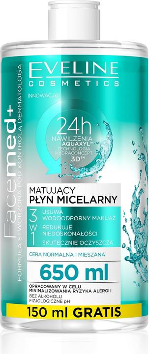 Actual product image Eveline Facemed+ Mattifying Micellar Liquid 3In1 Is A Normal And Mixed Complexion 650Ml (650 ml)