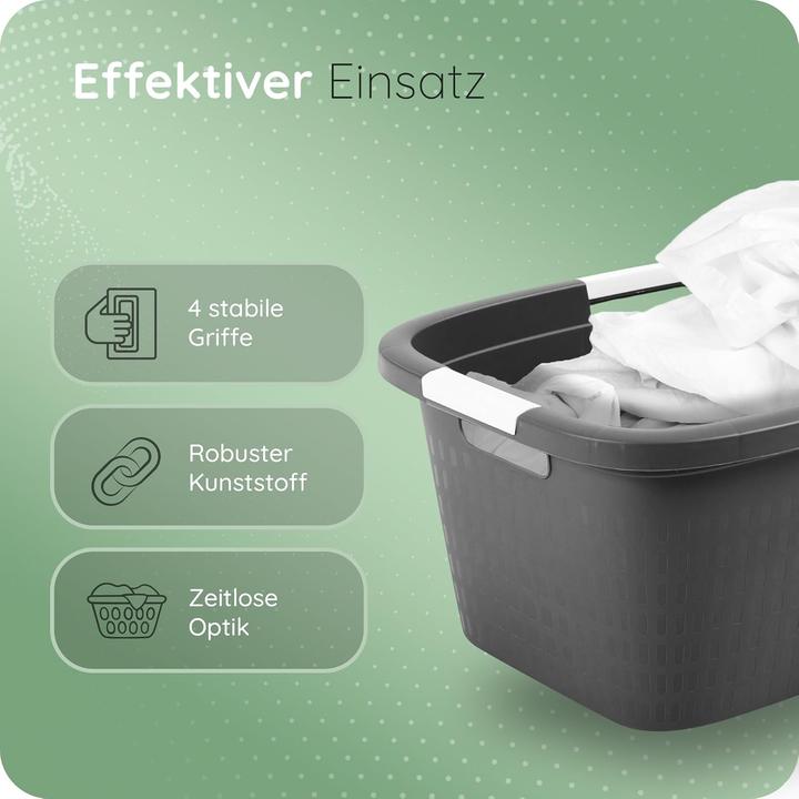 Produktbild Novaliv Sparset 6X Wäschewanne mit 4 Griffen 40L Anthrazit, Wäschebox Set Wäscheeimer Wäschebehälter (40 l)