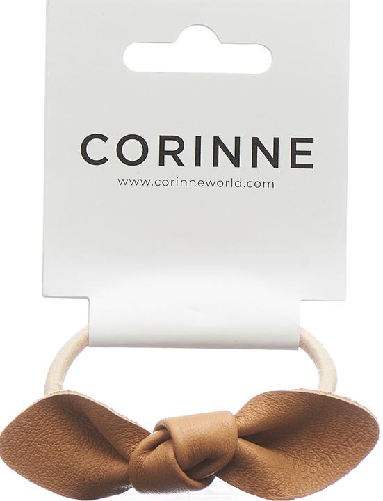 Image du produit Corinne World - Leather Bow Small Hair Tie Camel (Élastiques à cheveux)