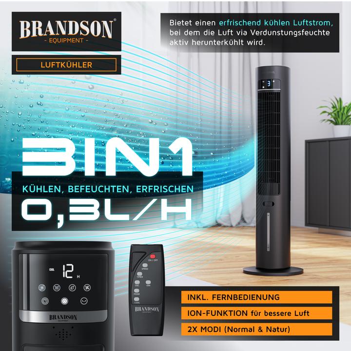 Produktbild Brandson Luftkühler, 3,2L Wassertank, Ion-Funktion, Fernbedienung, Turmventilator, Klimaanlage