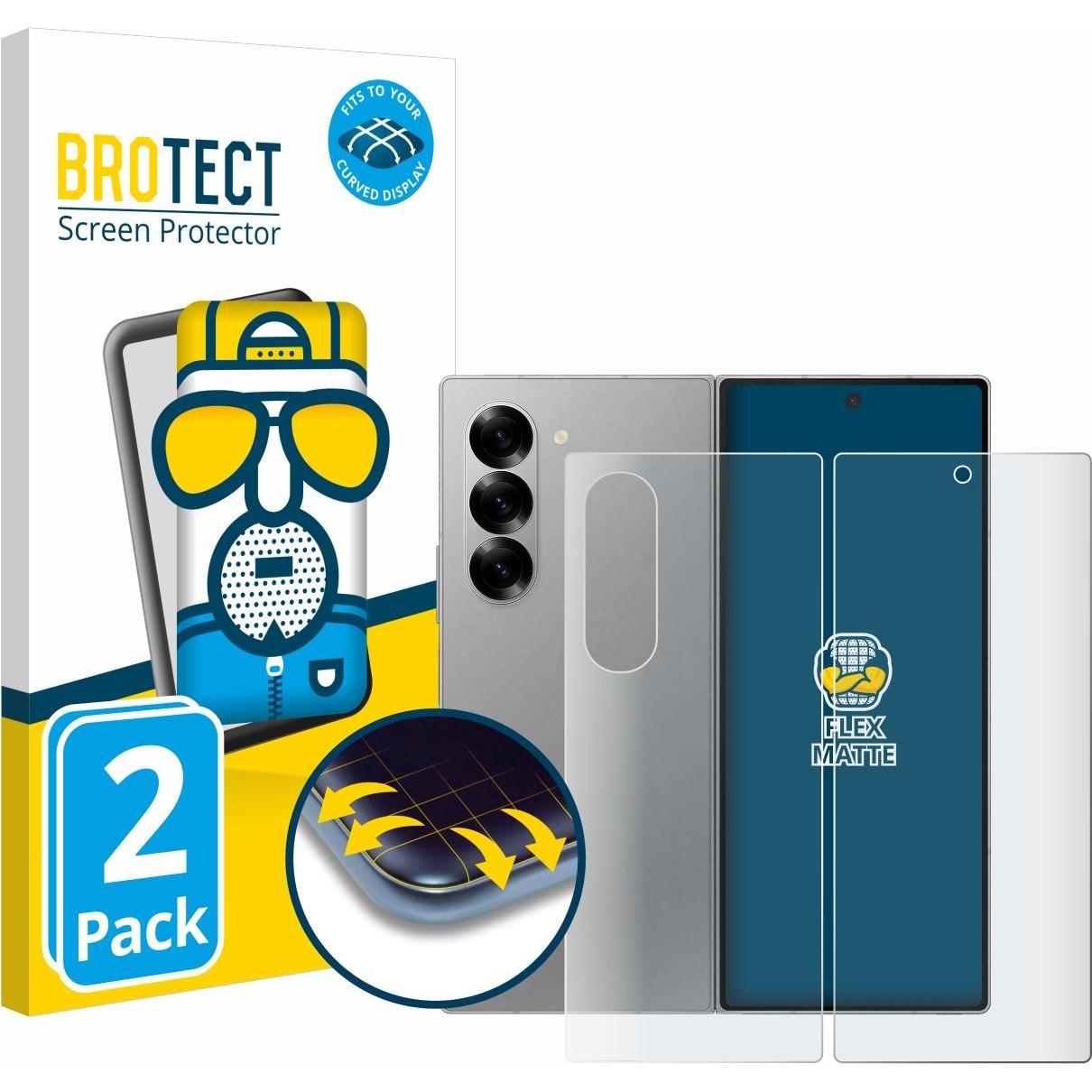 BROTECT Full-Screen Displayschutz Matt (2 Stück, Samsung Galaxy Z), Smartphone Schutzfolie, Grau