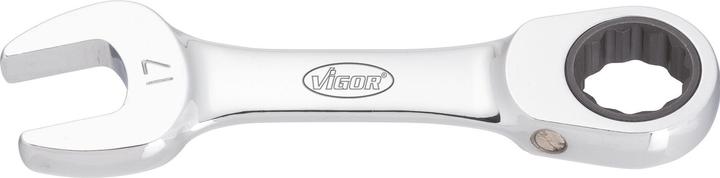 Vigor Ratchet ring spanner ∙ short ∙ V2829 ∙ External hexagon profile, external double hexagon profile (15 mm)