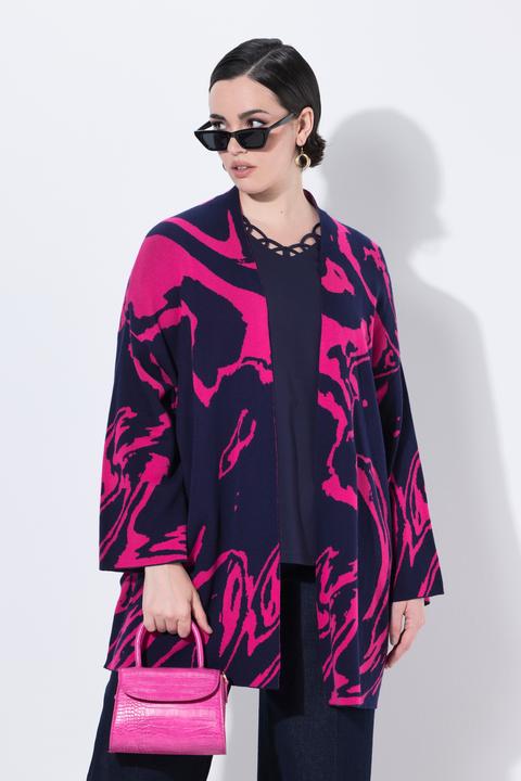 Image du produit Ulla Popken Cardigan oversize, encolure en V et manches 3/4 (62)