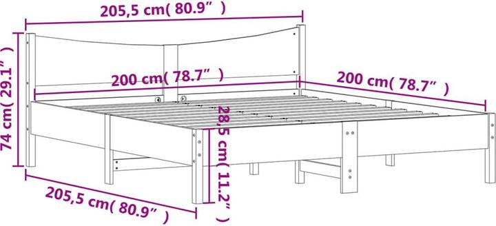Actual product image vidaXL Bettgestell (200 x 200 cm)